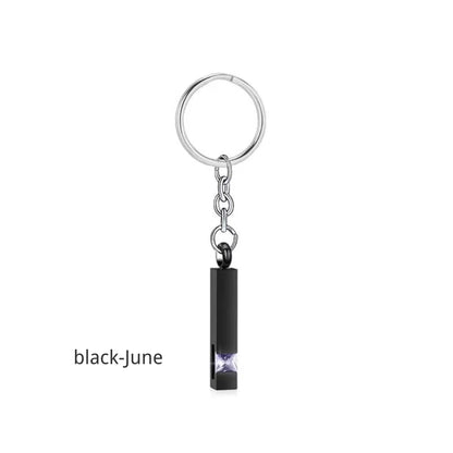 Birthstone Pet Memorial Keychain Urn - Stainless Steel Pillar Keepsake