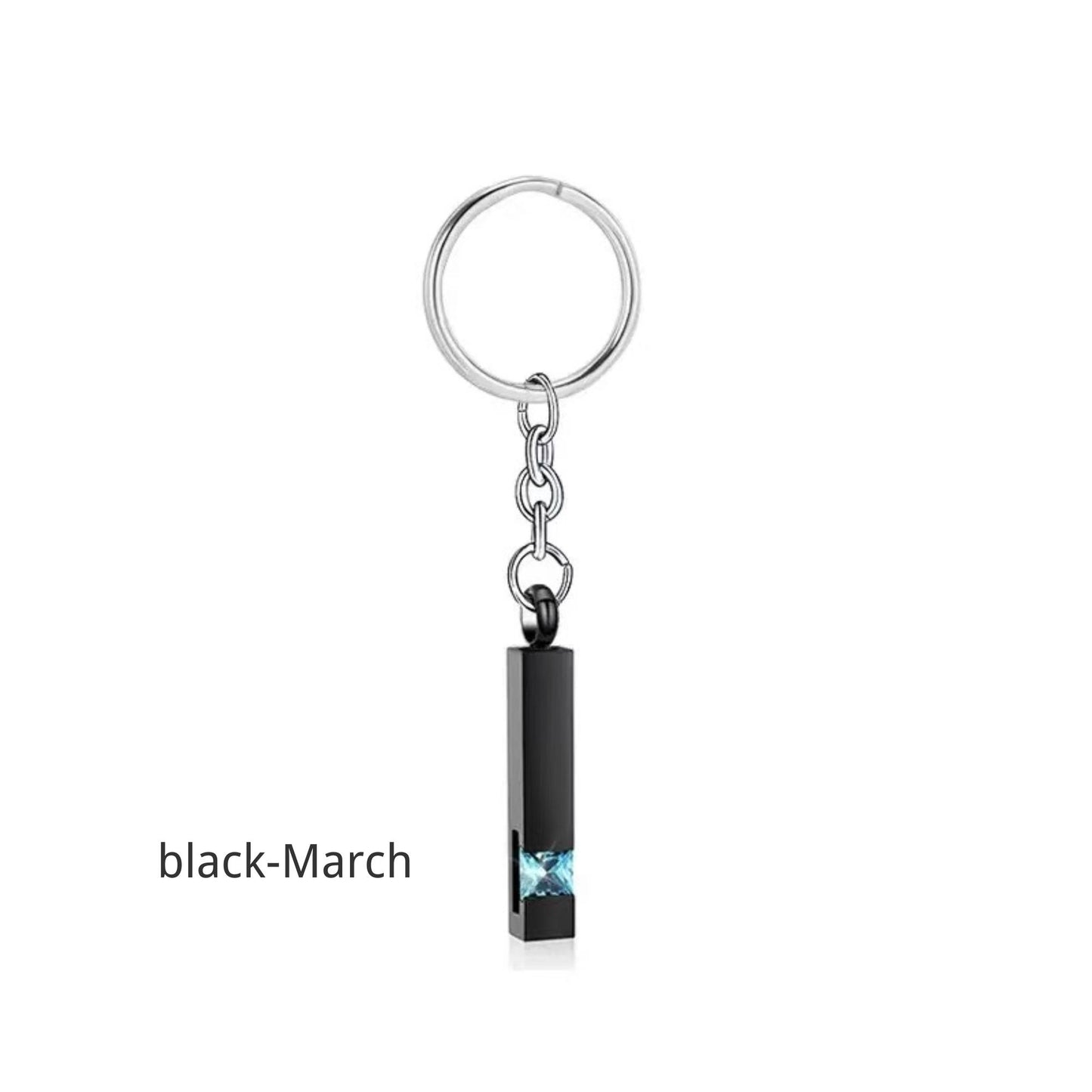 Birthstone Pet Memorial Keychain Urn - Stainless Steel Pillar Keepsake