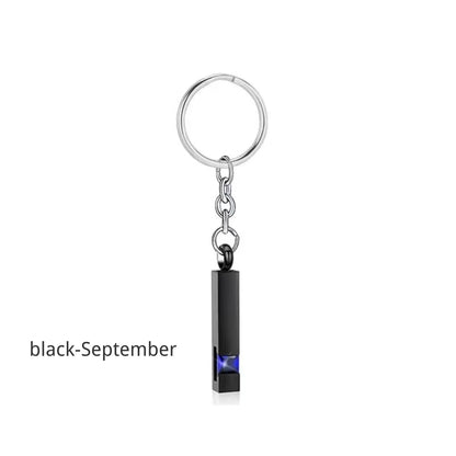 Birthstone Pet Memorial Keychain Urn - Stainless Steel Pillar Keepsake