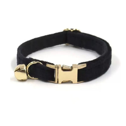 Personalized Velvet Cat Collar with Bell & Engraved Name and Phone Number