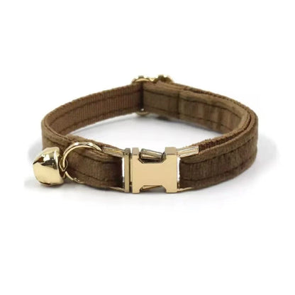 Personalized Velvet Cat Collar with Bell & Engraved Name and Phone Number