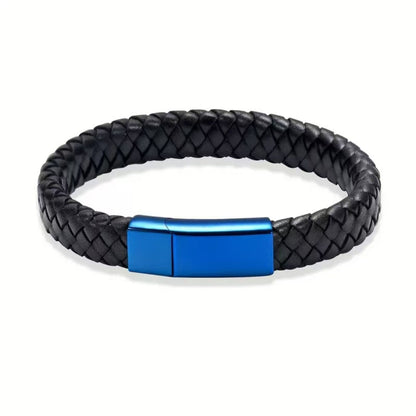 Men’s Cremation Urn Bracelet for Ashes – Braided Leather Magnetic Clasp Keepsake (6 Colors, 22cm)