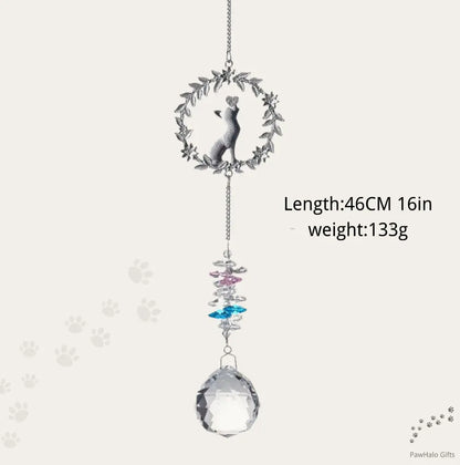 Length and weight chart for the howling cat silhouette wreath remembrance suncatcher.