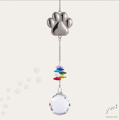 Size and weight chart for the hanging crystal prism suncatcher showing length measurements.