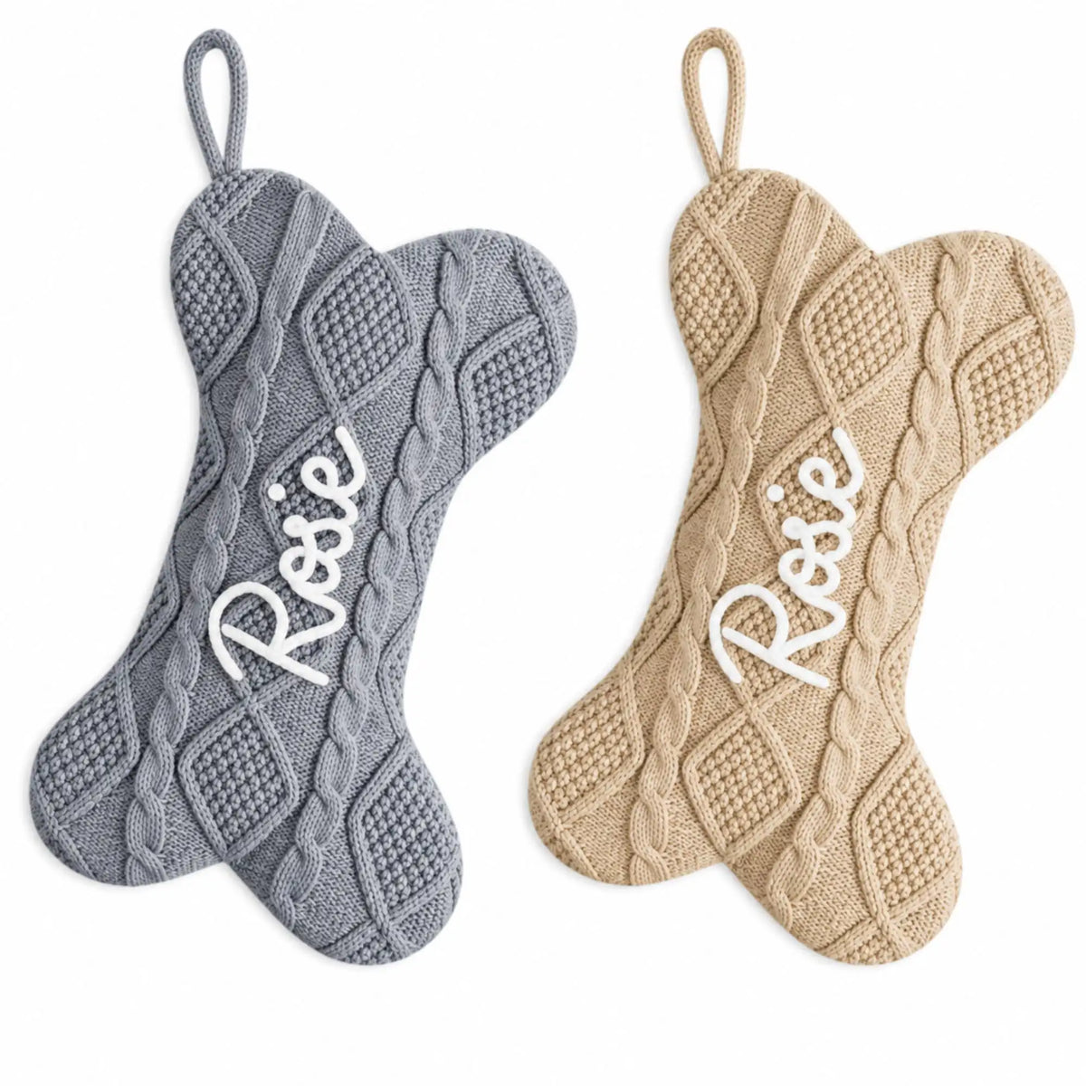 Personalized Dog Christmas Stocking – Custom Embroidered Dog Bone Stocking