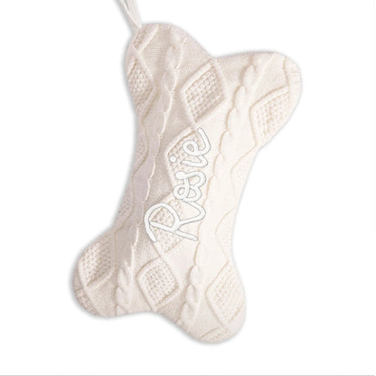 Personalized Dog Christmas Stocking – Custom Embroidered Dog Bone Stocking