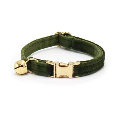 Personalized Velvet Cat Collar with Bell & Engraved Name and Phone Number