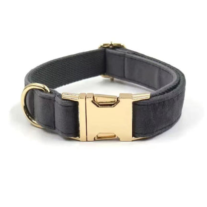 Personalized Velvet Dog Collar with Engraved Name & Phone Number