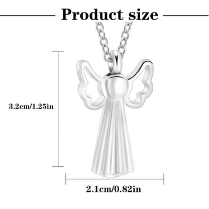 Angel wings memorial pendant size 3.2cm tall and 2.1cm wide stainless steel urn necklace