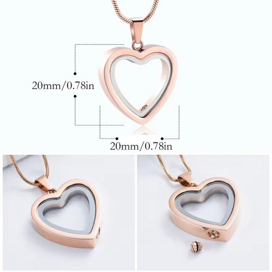 Heart urn pendant size diagram showing 20mm x 20mm (0.78in x 0.78in)