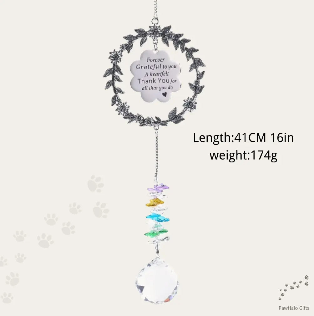 Forever grateful medal wreath pet memorial suncatcher length and weight specifications chart.