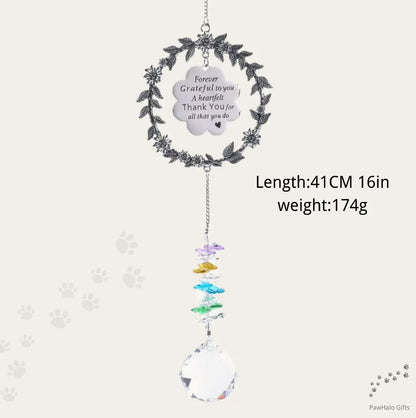 Forever grateful medal wreath pet memorial suncatcher length and weight specifications chart.