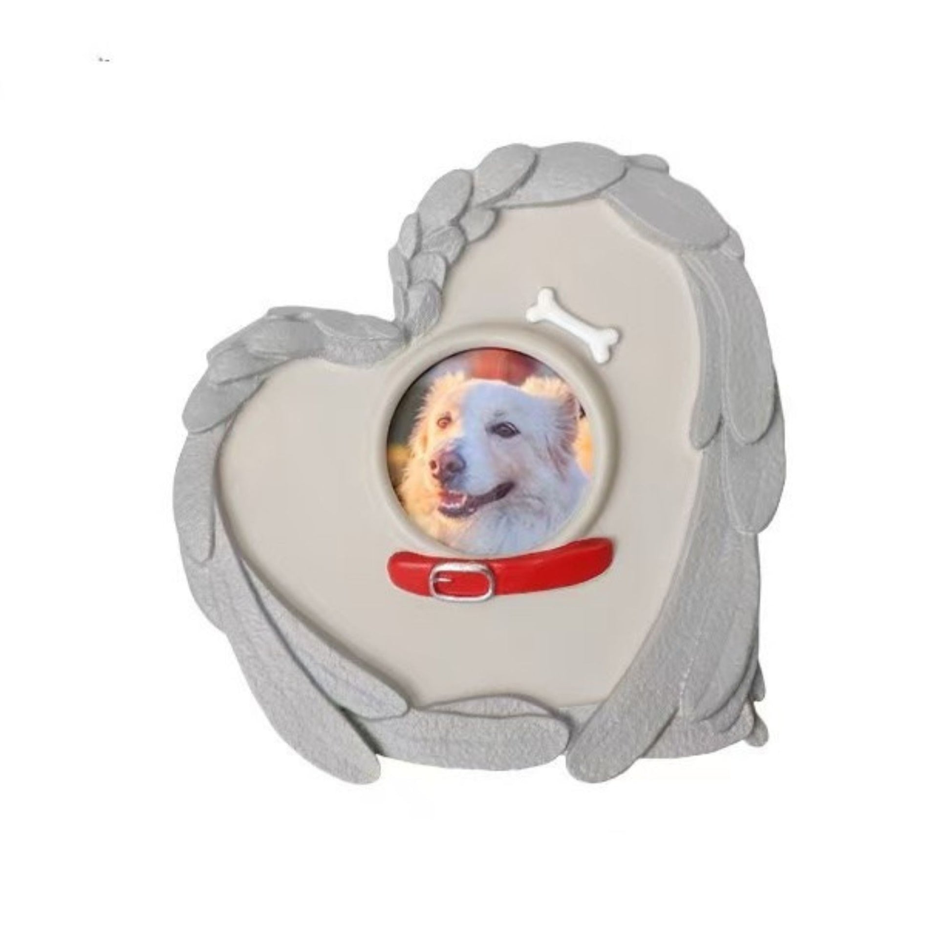 Product details image of the dog memorial stone variation with size markings on a clean white background.