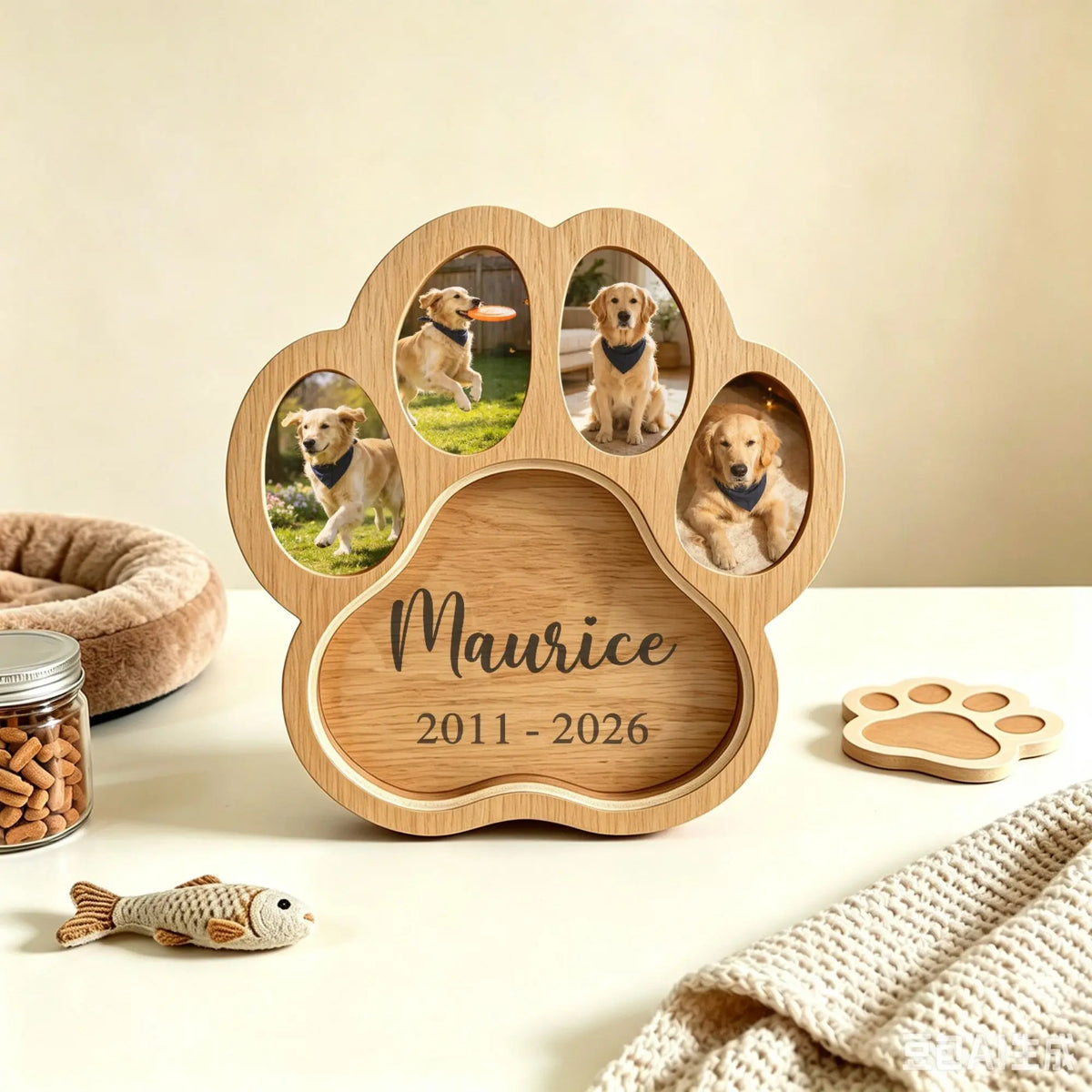 Pet fur keepsake frame showing the dedicated space for preserving pet hair
