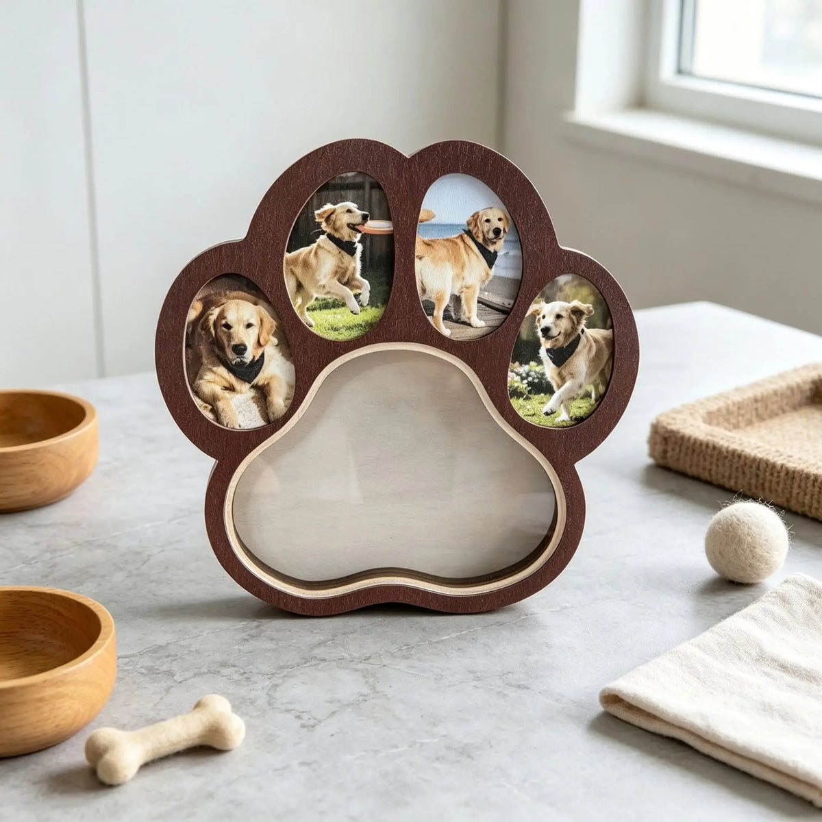Personalized Pet Fur Keepsake Frame – Custom Paw Print Photo Memorial