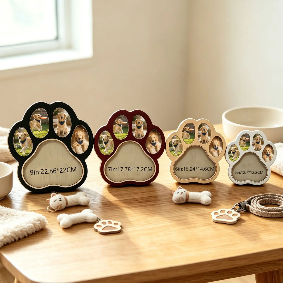 Personalized pet paw photo frame available in 5, 6, 7 and 9 inch sizes