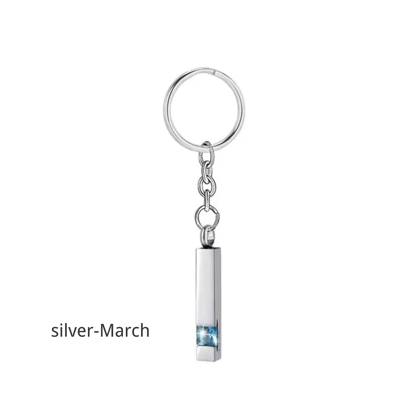 Birthstone Pet Memorial Keychain Urn - Stainless Steel Pillar Keepsake