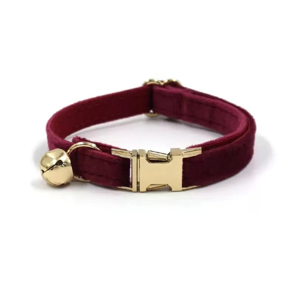 Personalized Velvet Cat Collar with Bell & Engraved Name and Phone Number
